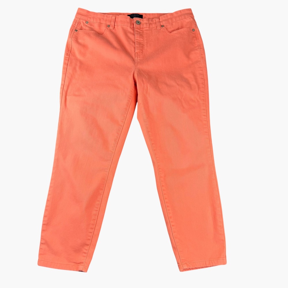 Talbots Simply Flattering Jegging Crop Pants Coral Orange Size 14 Ankle Slim